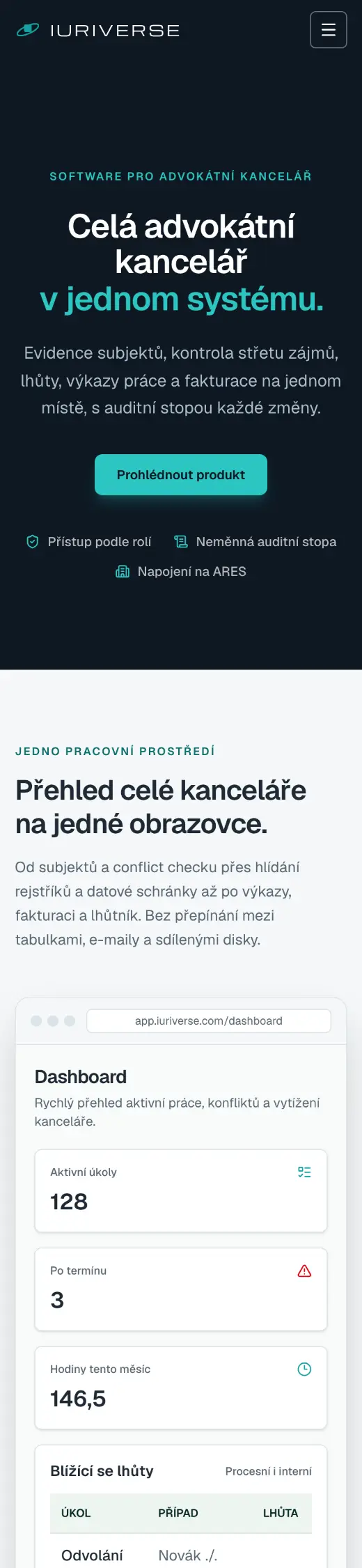 Web Iuriverse na telefonu