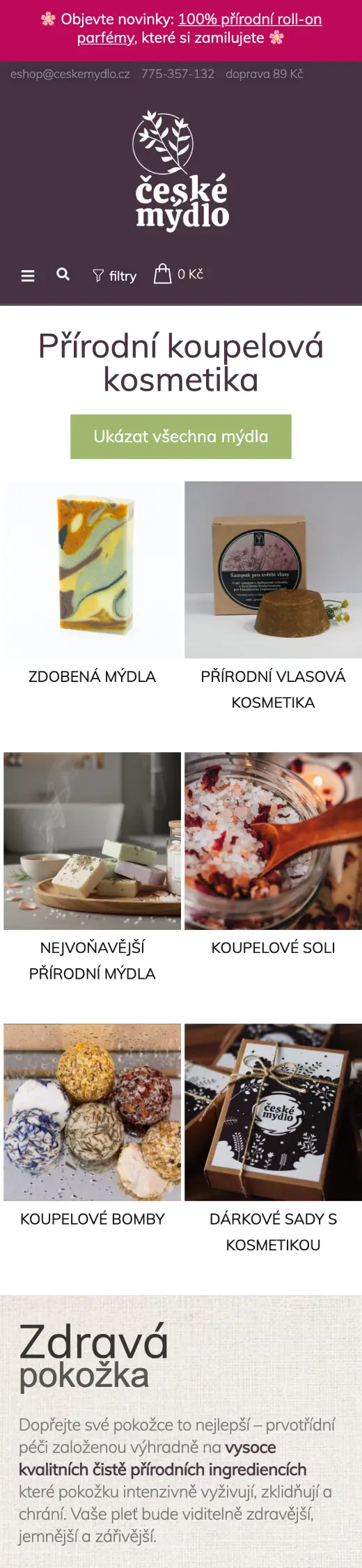 Web České mýdlo na telefonu