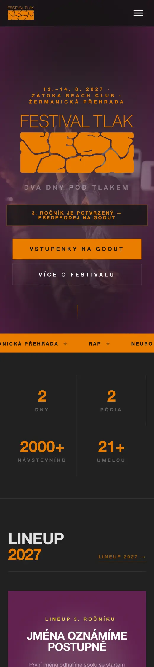 Web Festival TLAK na telefonu